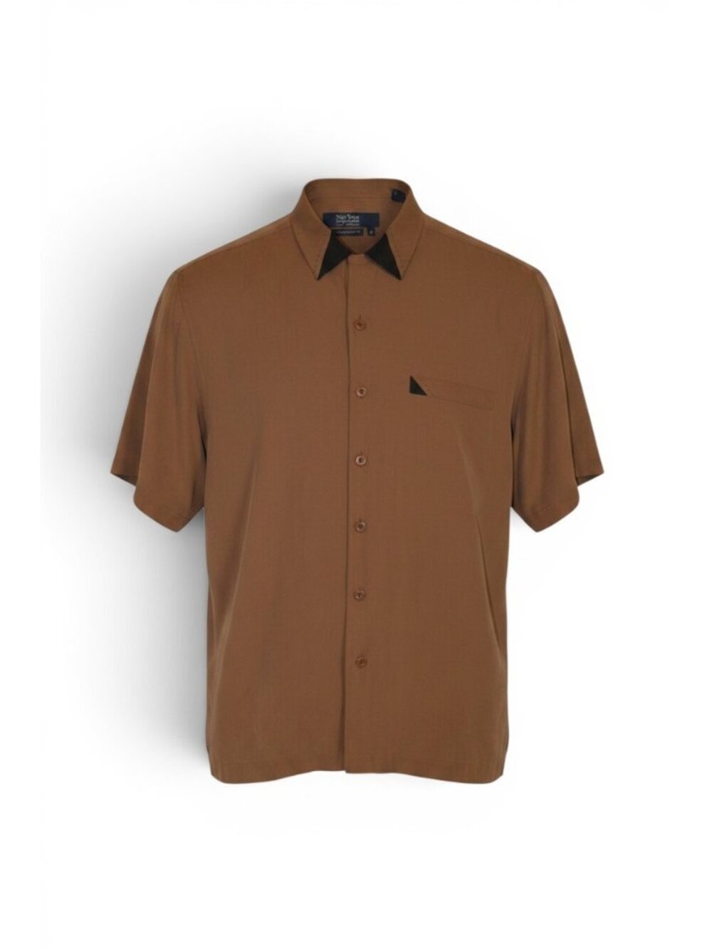 Nat Nast Mens M American Fit Brown Button Up Shirt Short Sleeve Casual Retro